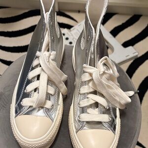 Converse Metallic Silver High-Top Sneakers
